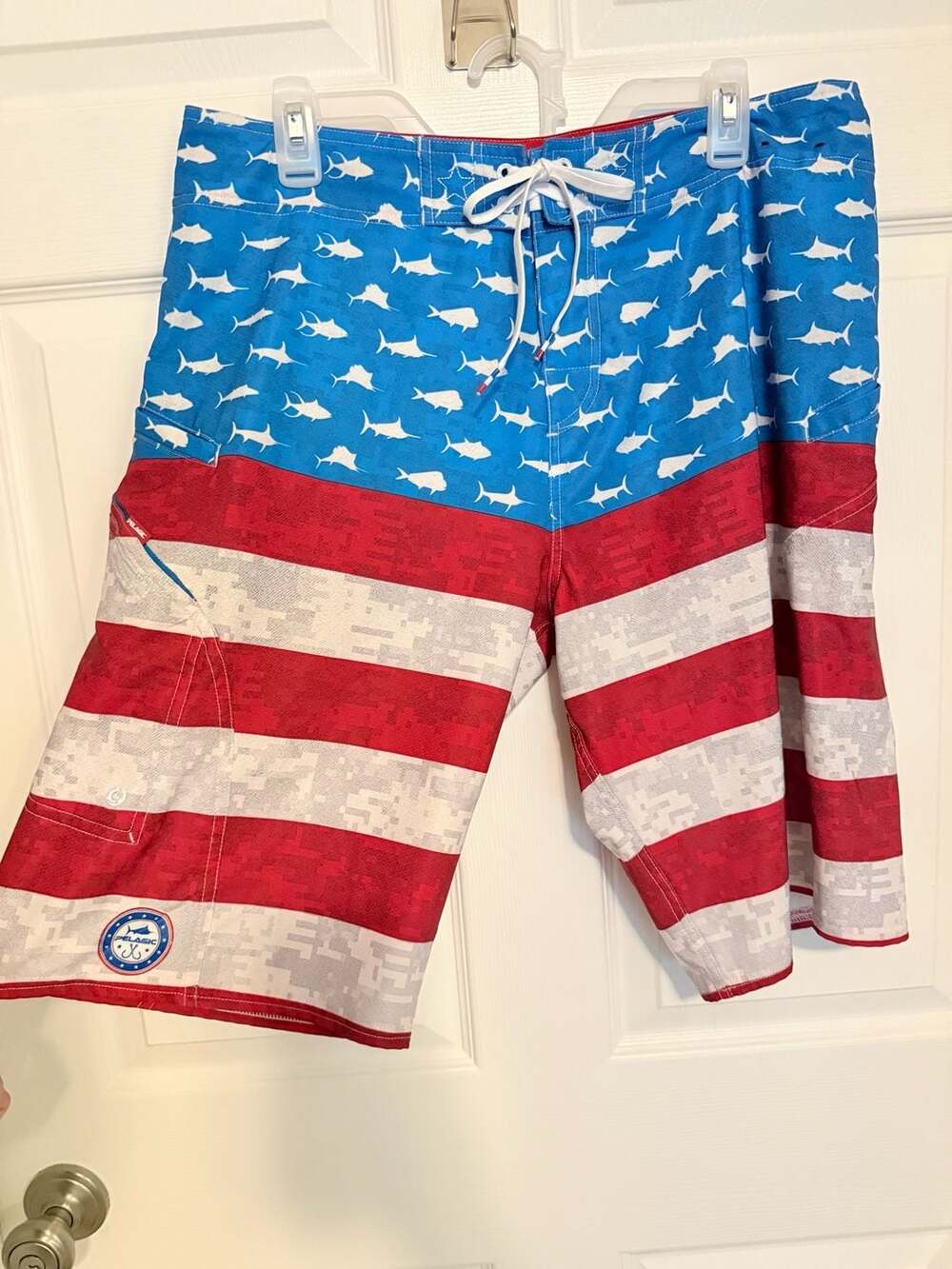 Pelagic Americamo Sharkskin Boardshorts American Flag USA Print